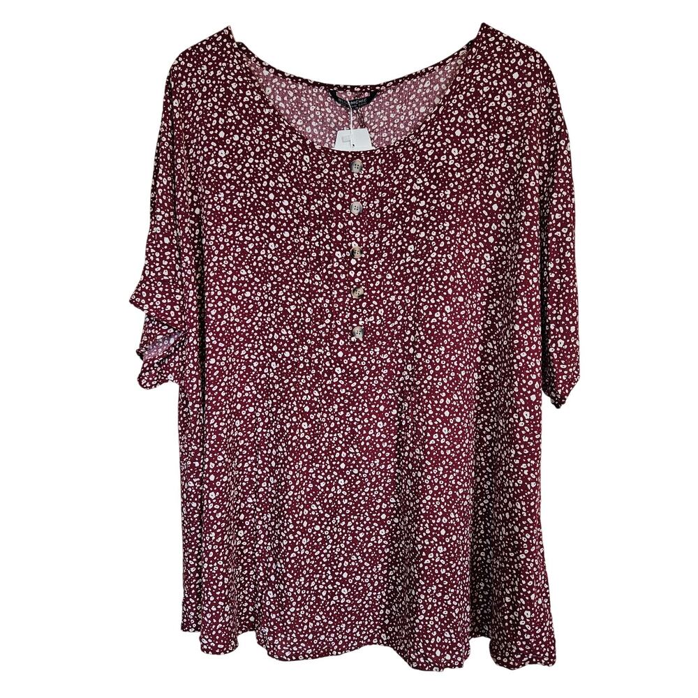 Bloomchic Animal Print Short Sleeve Top Blouse Plus Size‎ 22 24 Casual Weekend